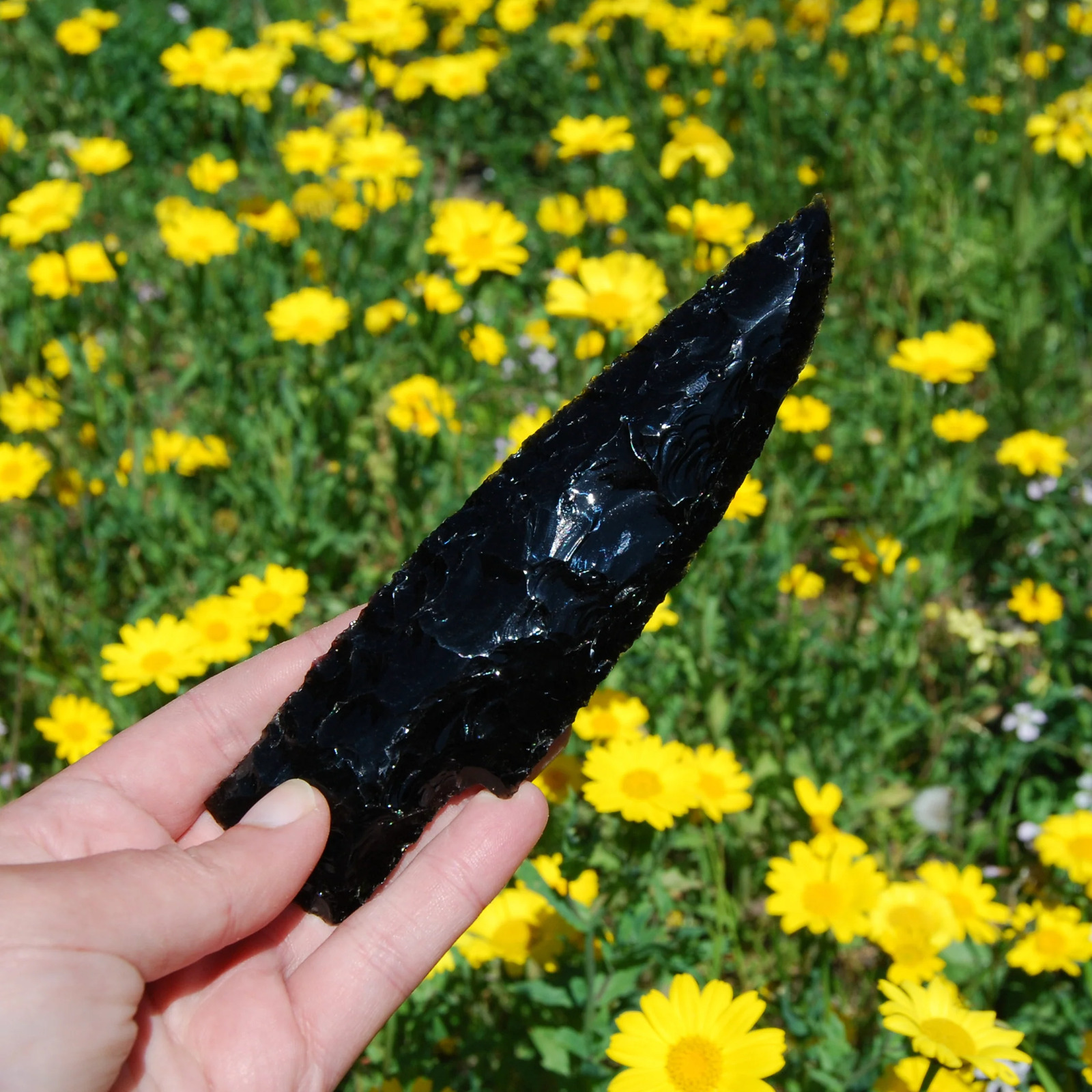 Hand Knapped Black Obsidian Crystal Knife Blades 5.5\