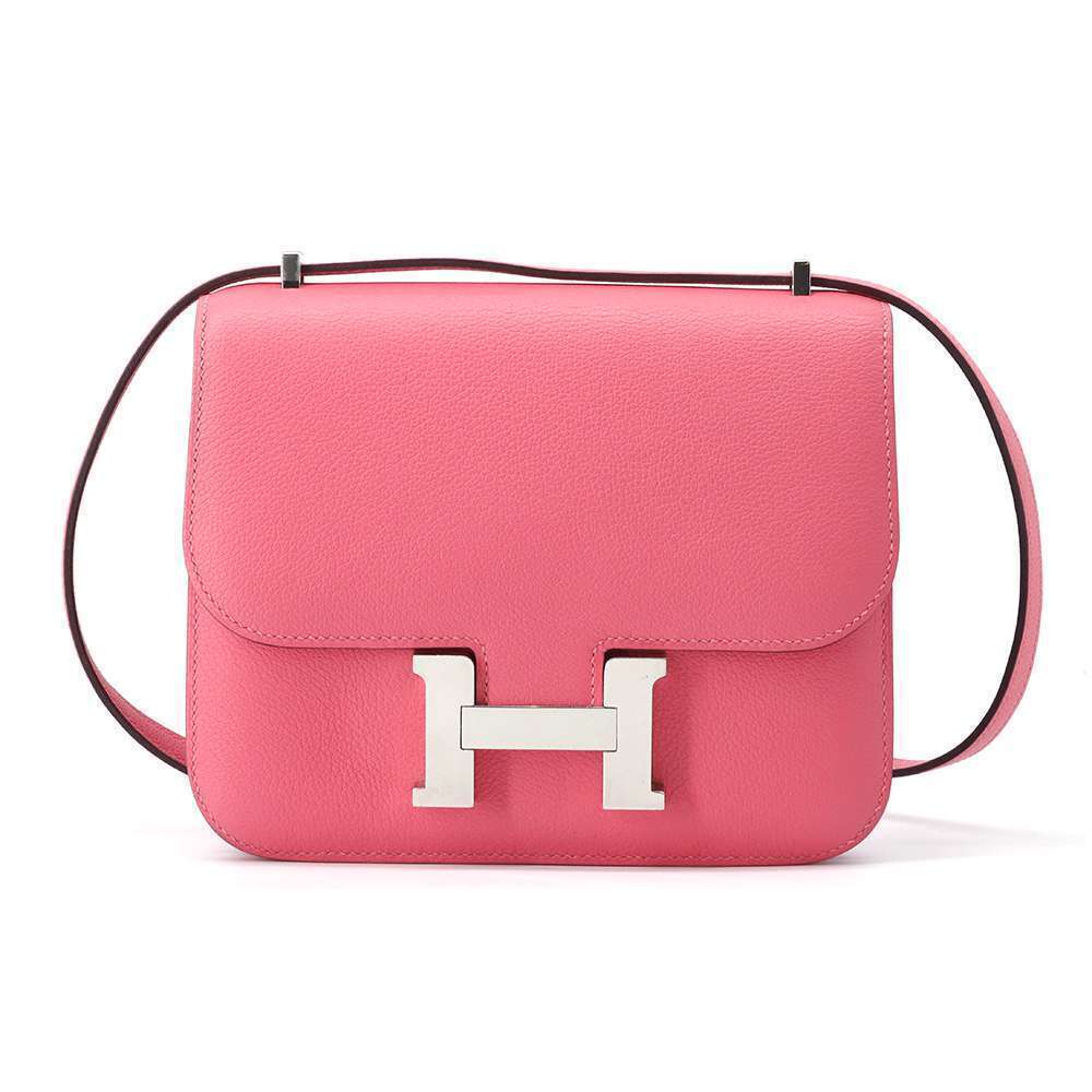 Hermes Shoulder Bag Mini Constance 3 Rose Azalea/Silver Hardware Evercolor Y Eng