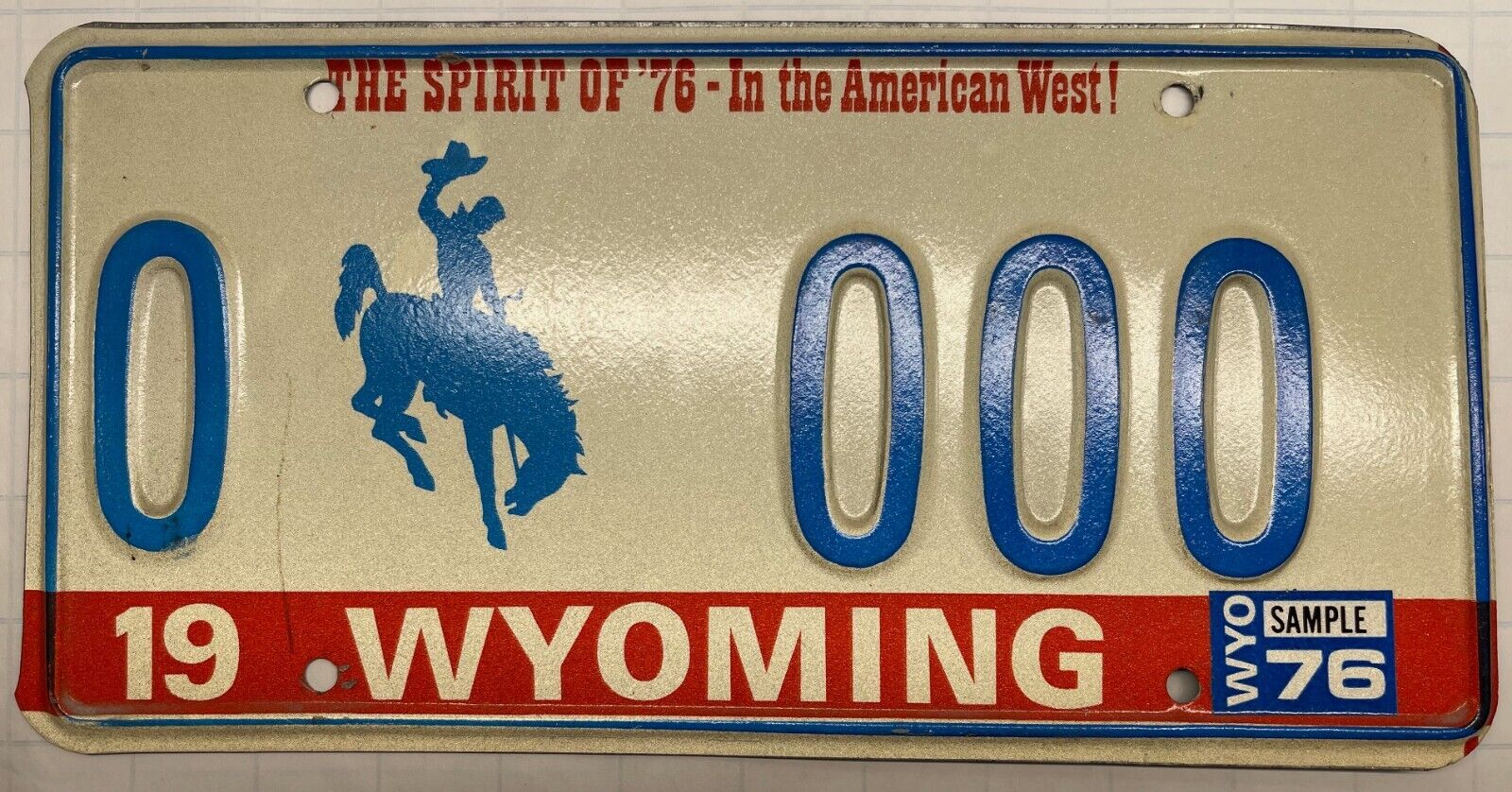 1976 Wyoming Sample License Plate