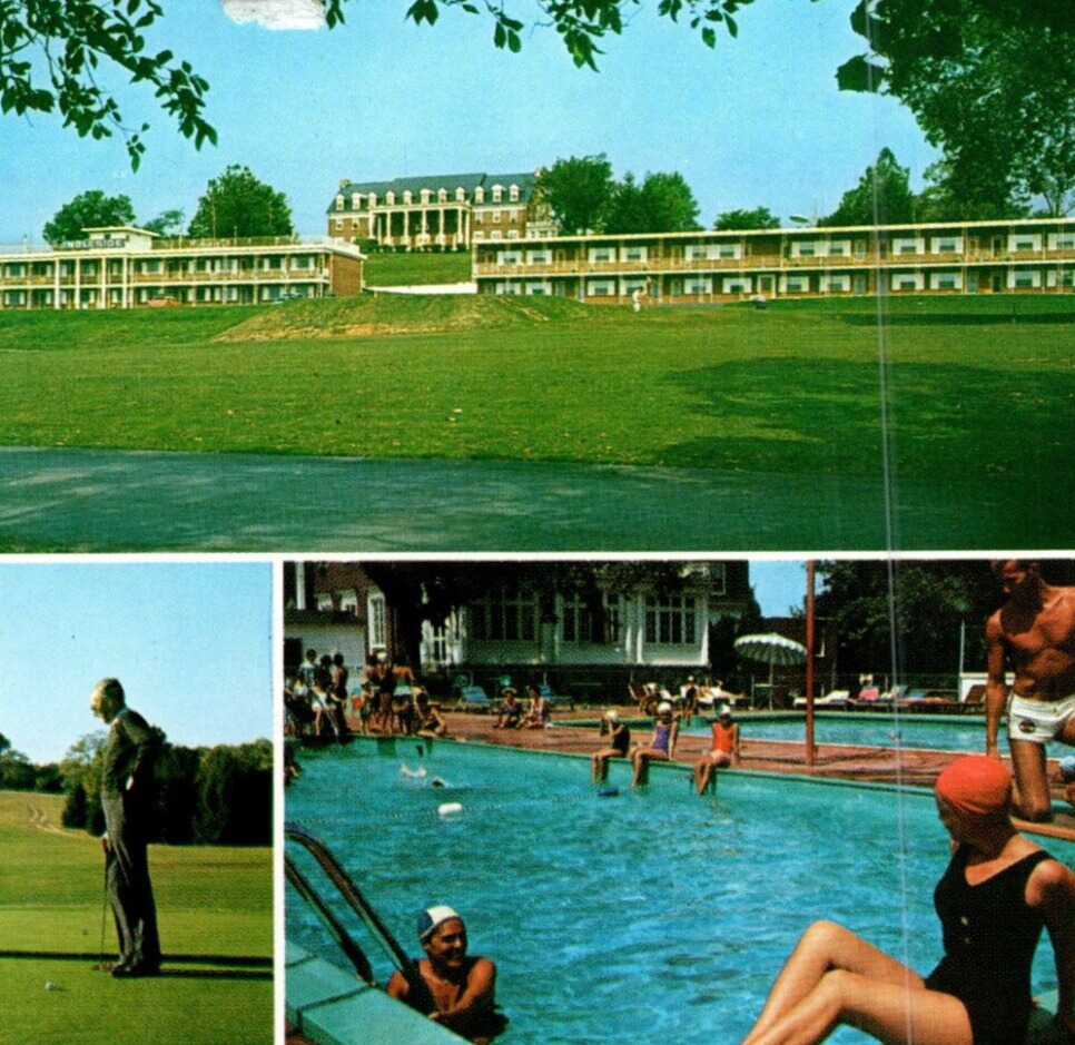 Vintage Postcard Ingleside Motel & Skyview Restaurant Golf People Swimming-J2-58