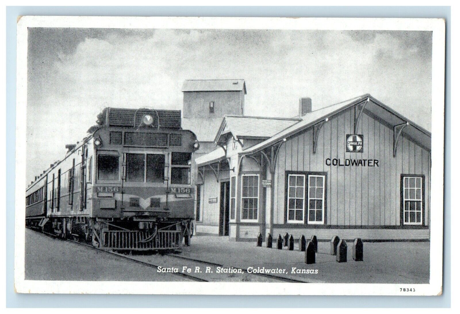 c1930s Santa Fe Railroad Station Coldwater Kansas KS Unposted Postcard