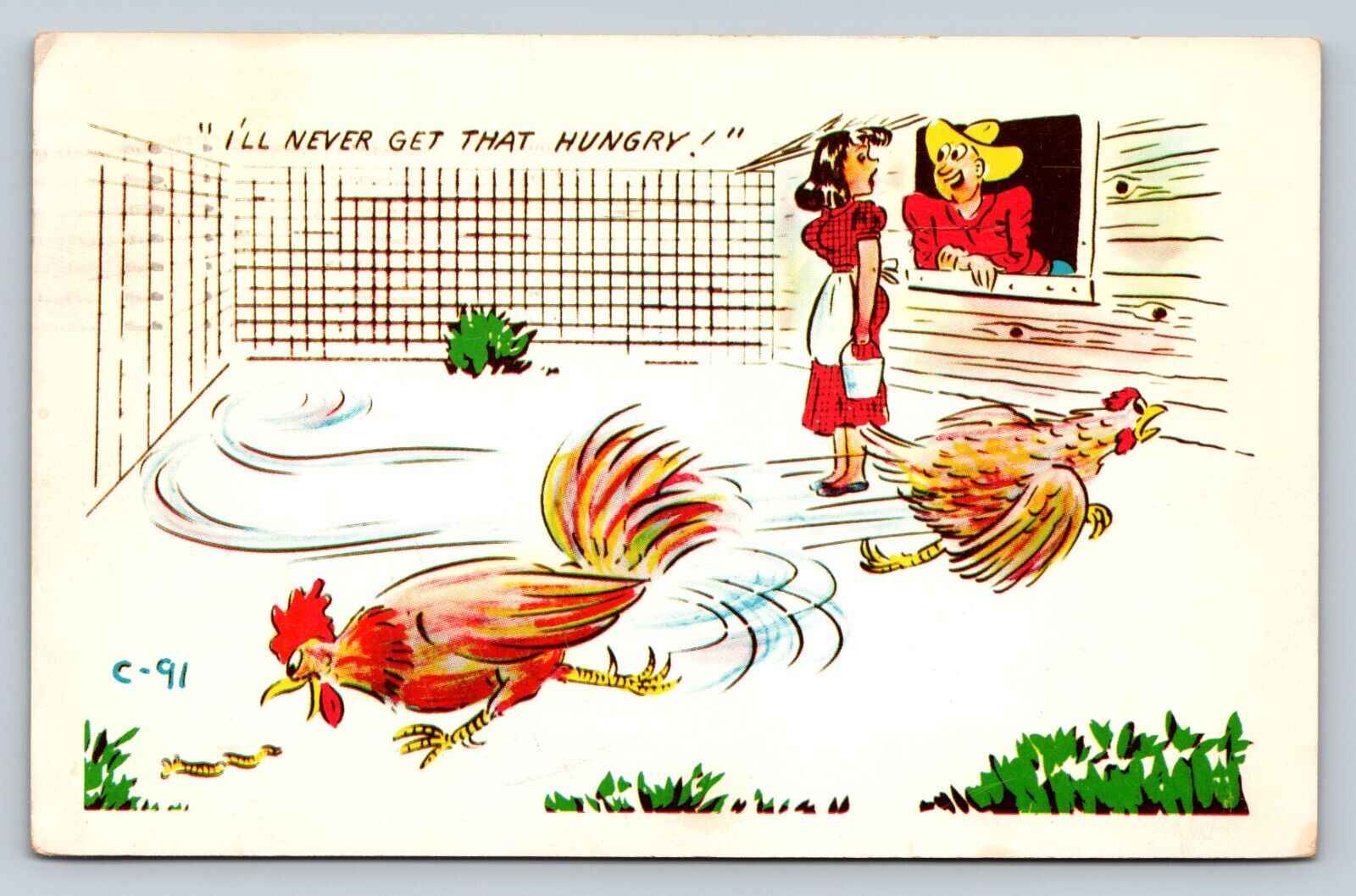 c1950s Comic Postcard: I\'ll Never Get THAT Hungry - Writer\'s Mother Is Sick