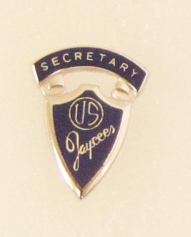 Vintage US Jaycees Secretary Lapel Pin Silver Tone Blue Enamel Shield