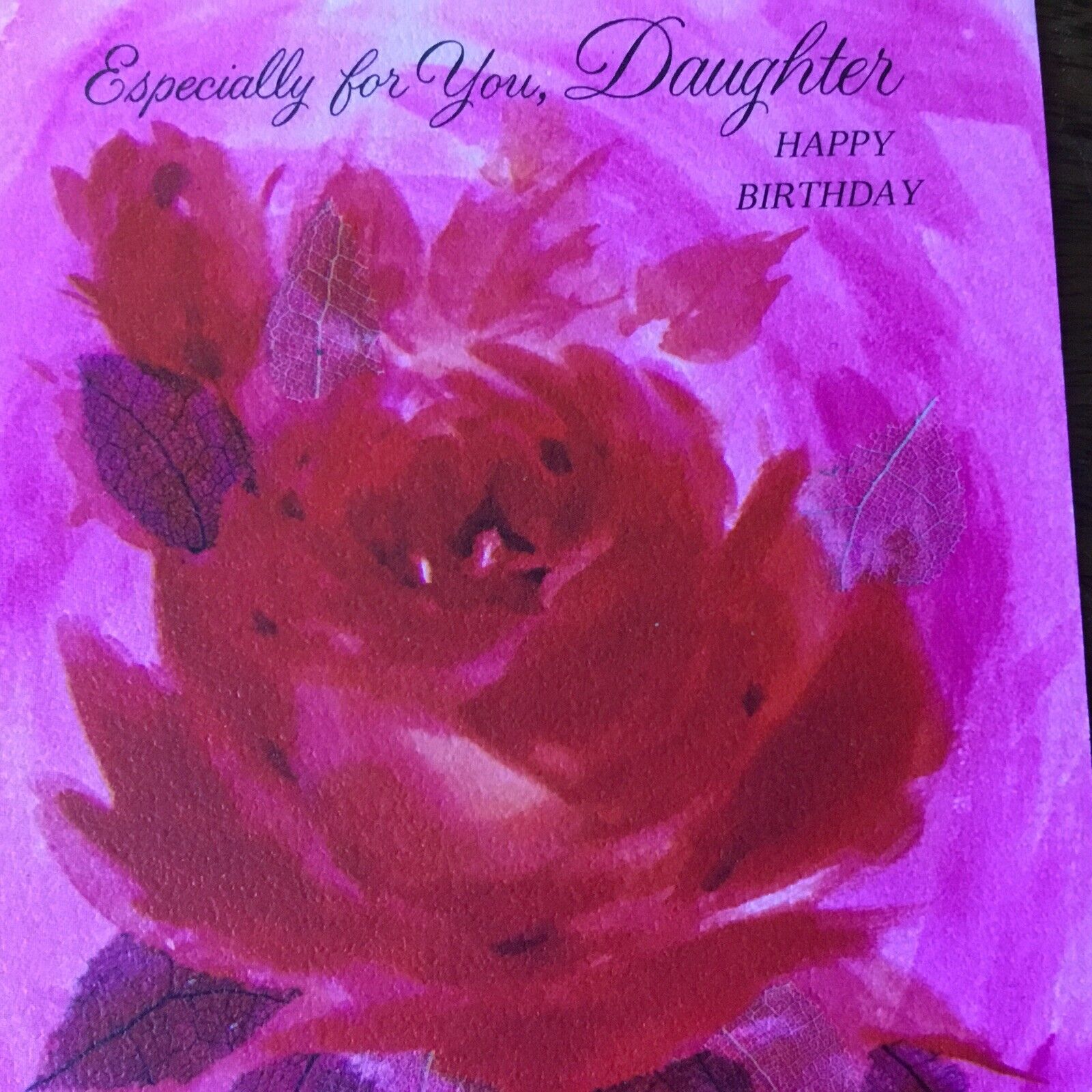 VTG Greeting Card Hallmark Crown 1960s Hot Pink Rose