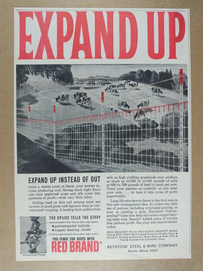1965 Keystone Red Brand Pasture Farm Fence vintage print Ad
