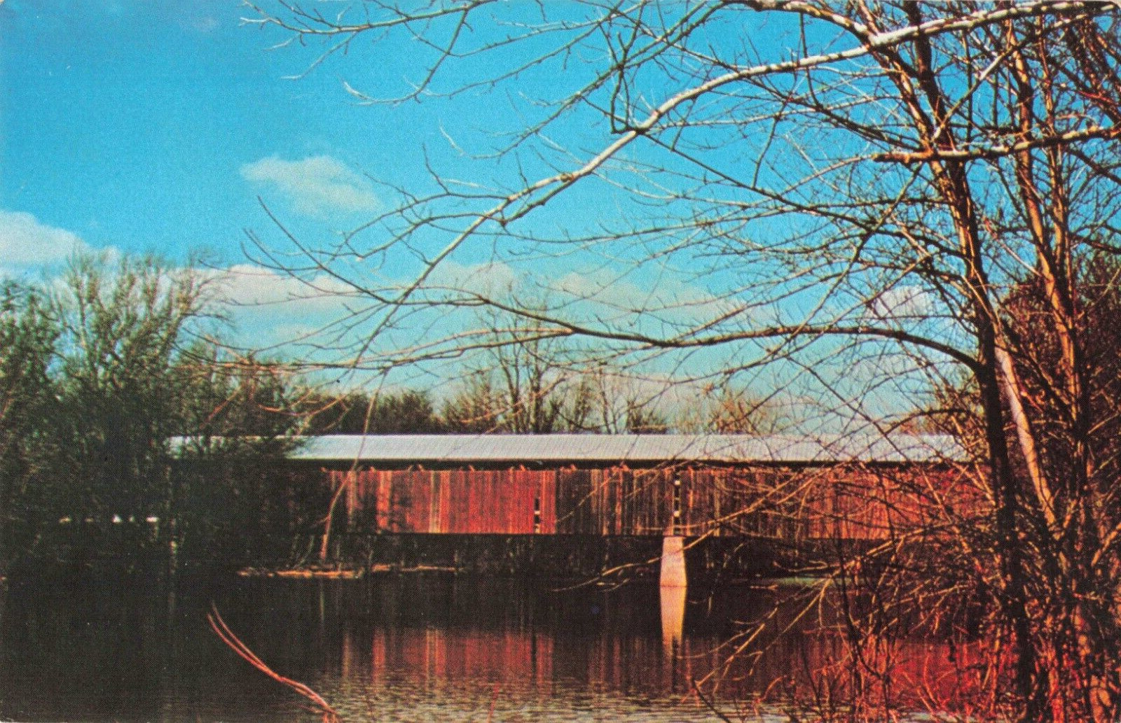 Fayette County OH Ohio, Longest Covered Bridge, #3, Deer Creek, Vintage Postcard