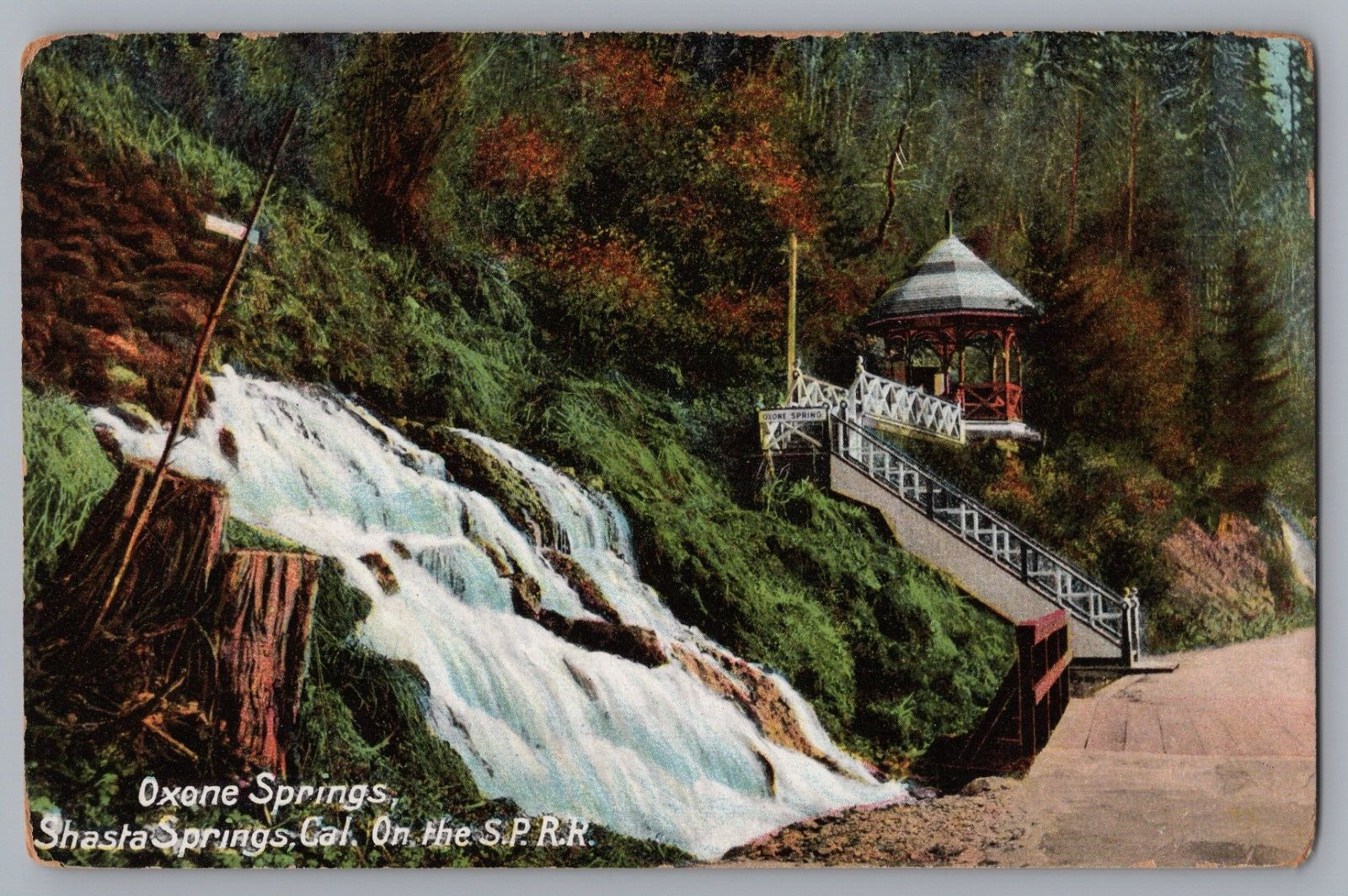 Oxone Springs, Shasta Springs CA On Southern Pacific Railroad Postcard