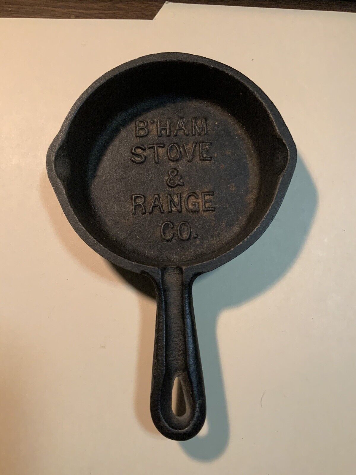 Vintage Miniature Advertising Cast Iron Skillet B’Ham Stove & Range Co.
