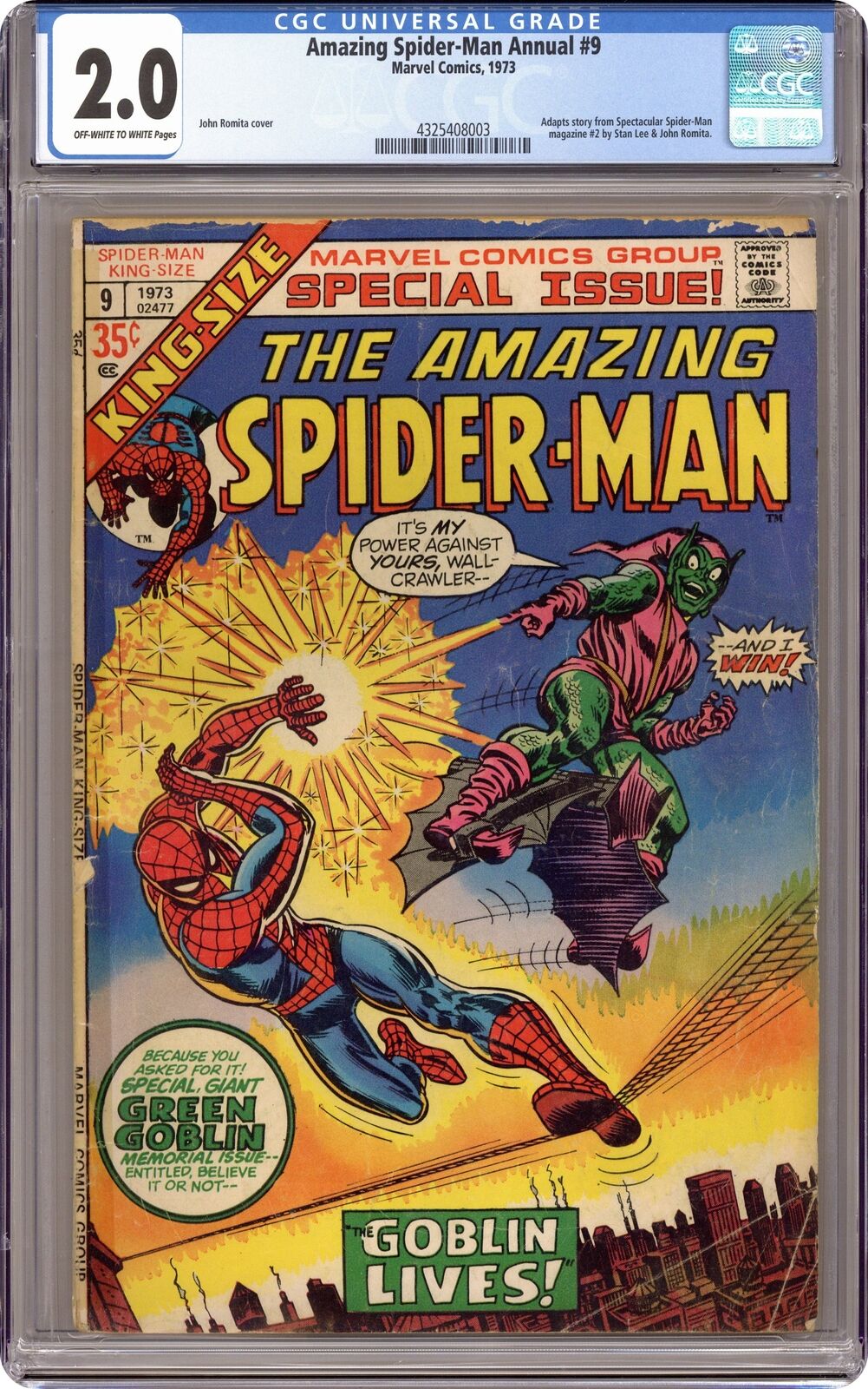 Amazing Spider-Man Annual #9 CGC 2.0 1973 4325408003