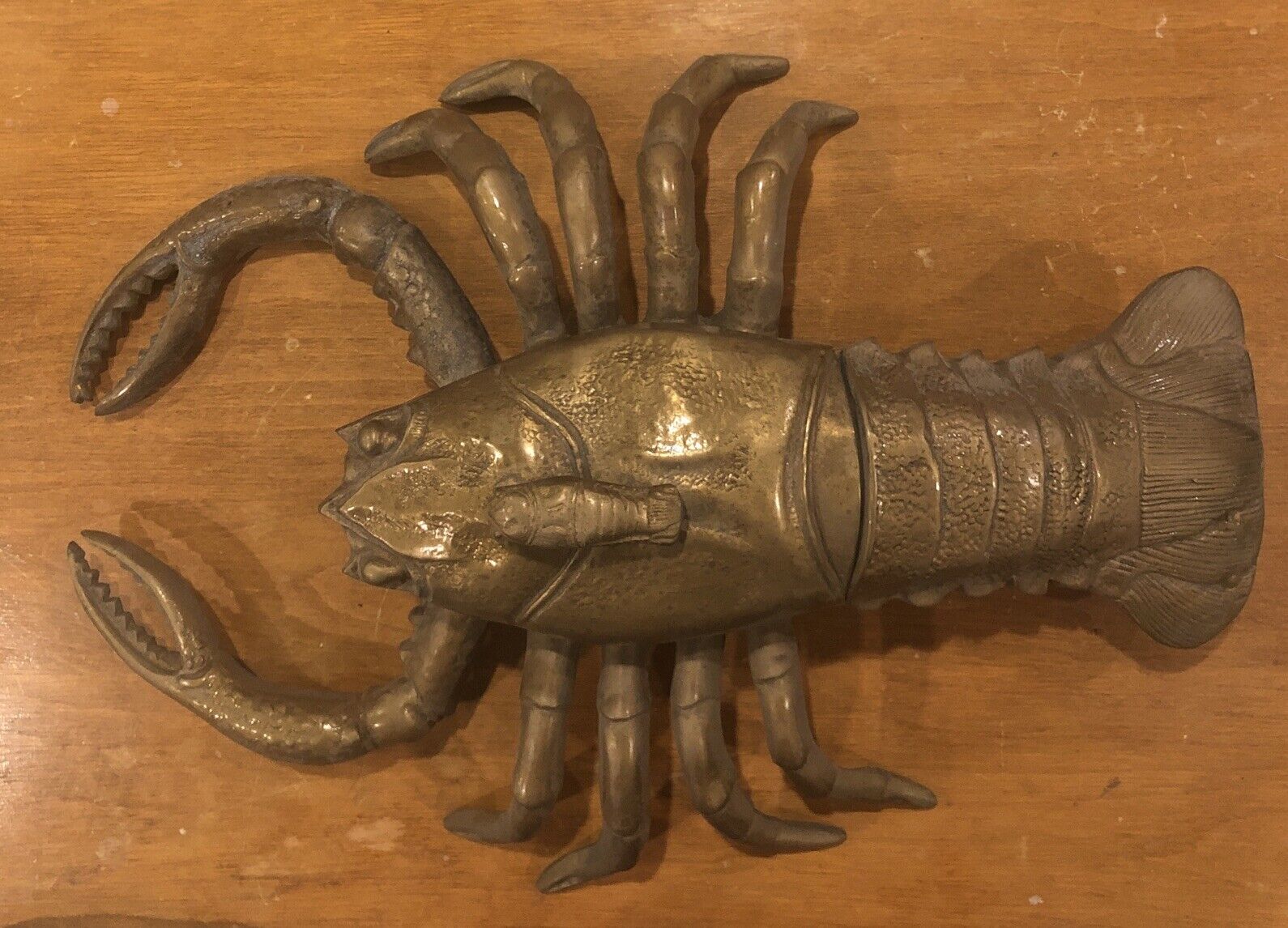 ANTIQ,Rare,Huge HandCrafted Genuine Solid Brass Lobster ,Removable Lid 17x13x4in