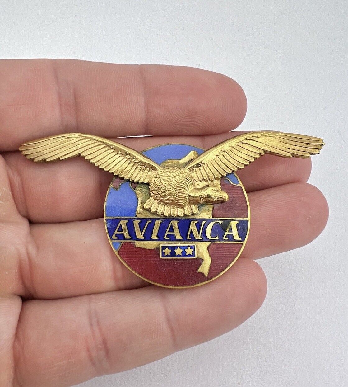 1940s Avianca Colombian Airline Affiliate of Pan Am PAA Pilot Pin Badge Wings