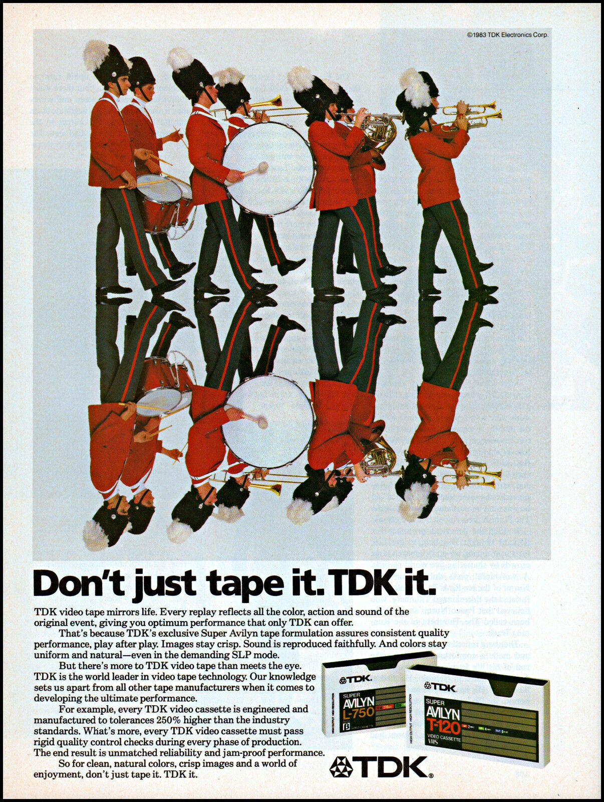 1984 Men marching band TDK Avilyn vhs video cassettes retro photo print ad S20