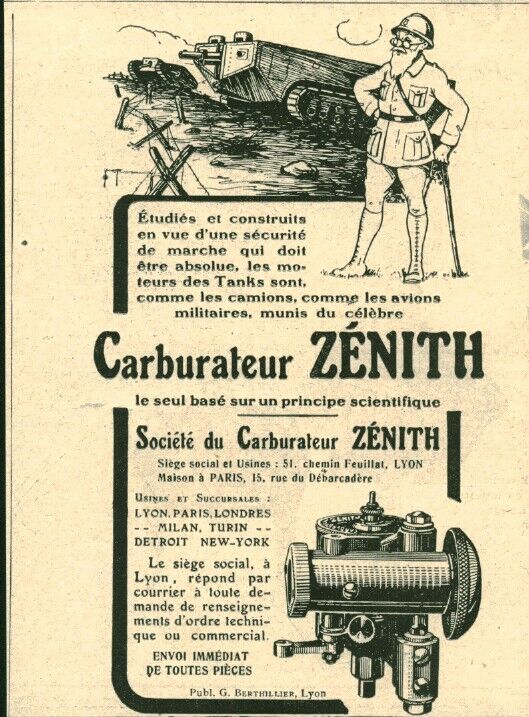 1918 Zenith Antique Carburetor Magazine Advertisement