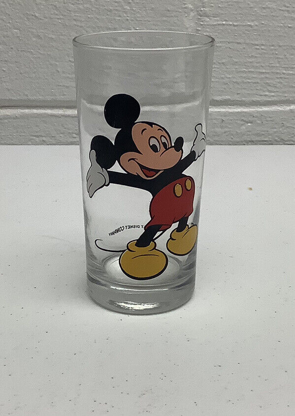 Vintage Walt Disney Productions Mickey Mouse Drinking Clear Glass