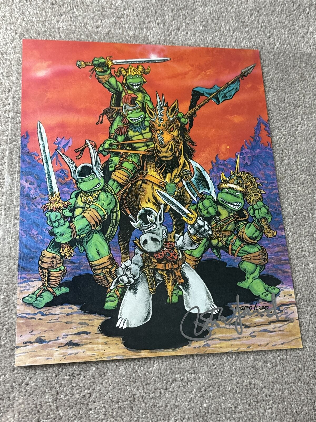 Vintage Teenage Mutant Ninja Turtles Cerebus TMNT #8 Poster 1986 SIGNED by Laird