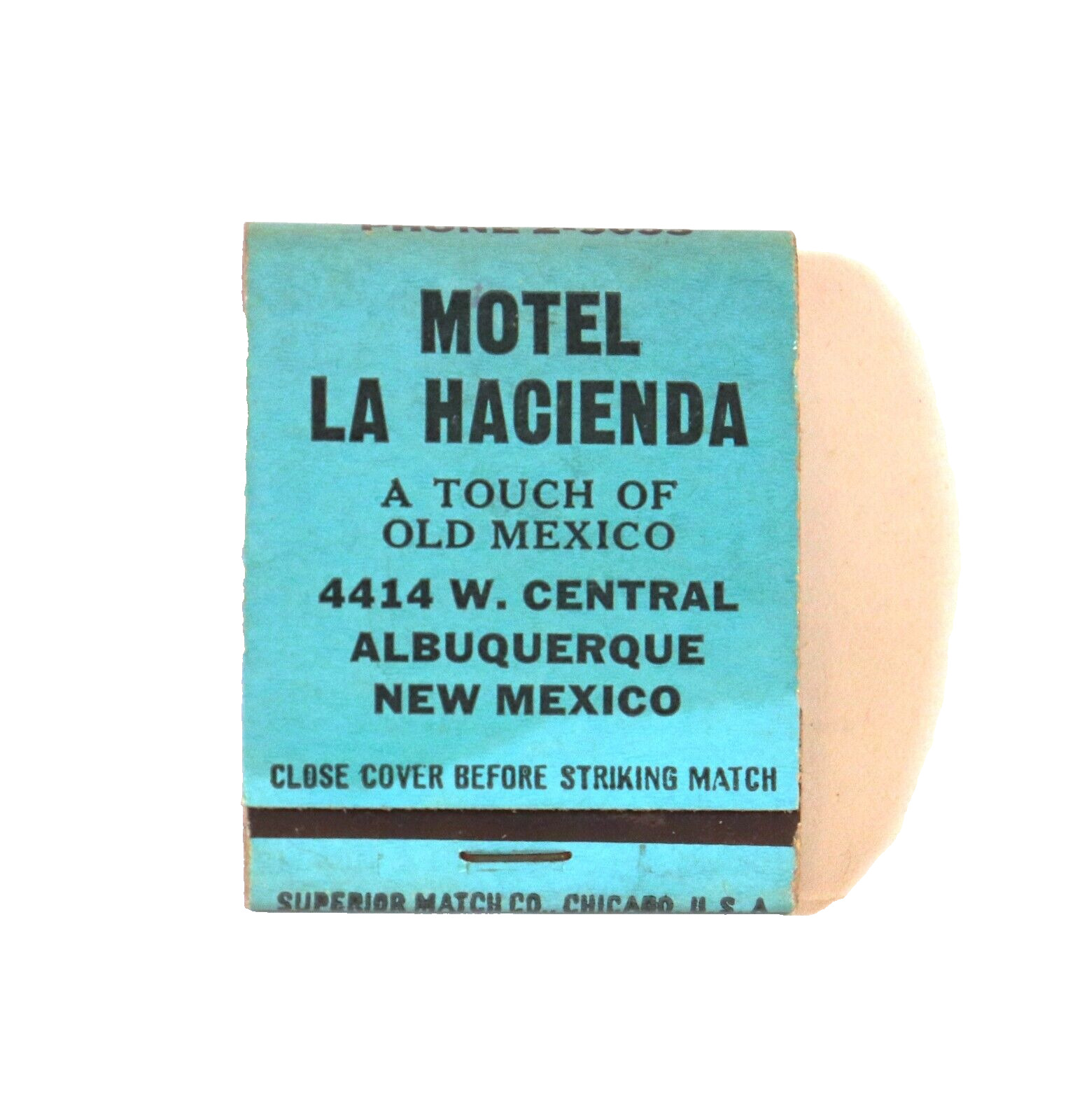 Vintage 1950s Motel La Hacienda Albuquerque NM Full Matchbook Unstruck