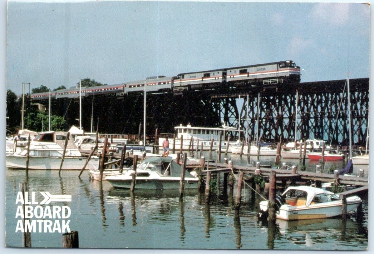 Postcard - Amtrak\'s Auto Train, crosses Neabsco Creek - Virginia