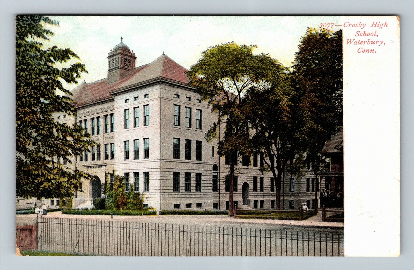 Waterbury CT-Connecticut, Crosby High School, Victorian Lady Vintage Postcard