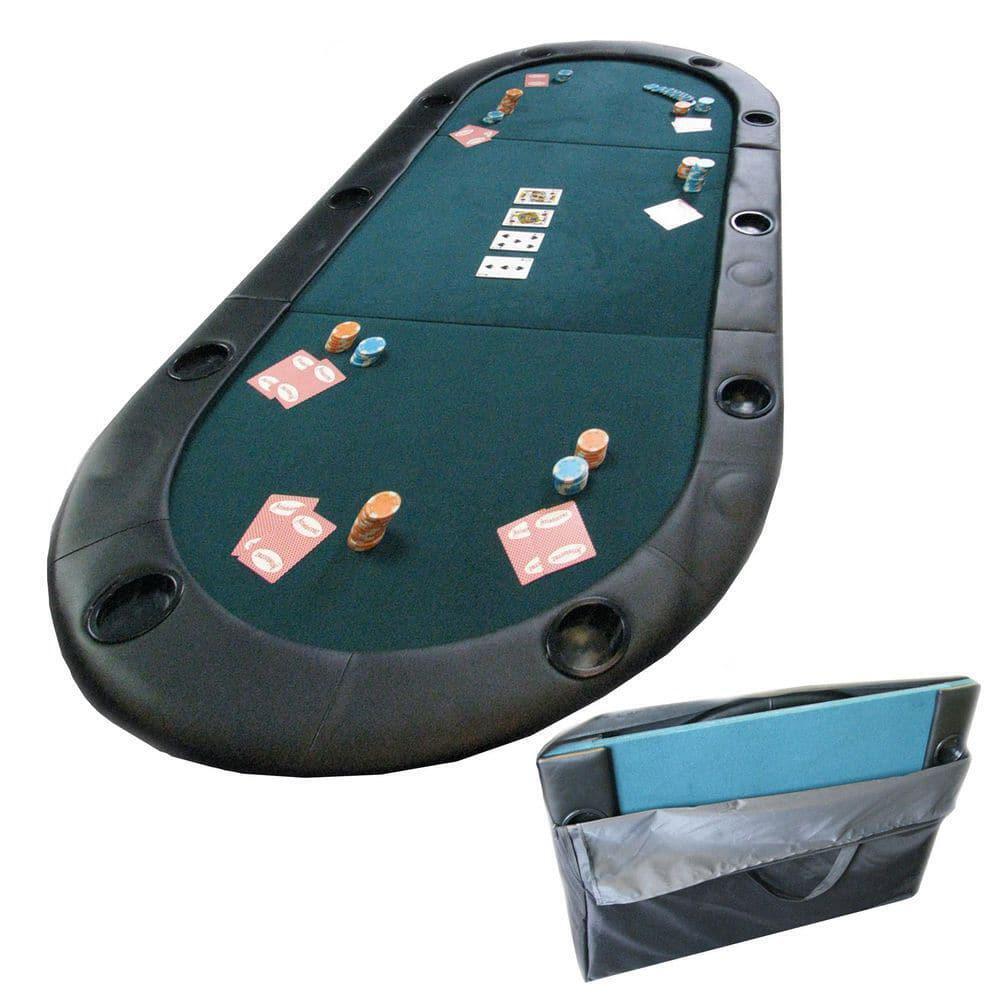 Trademark Poker Table Top Foldable Cupholders Padded Edges Green Felt Carry Case