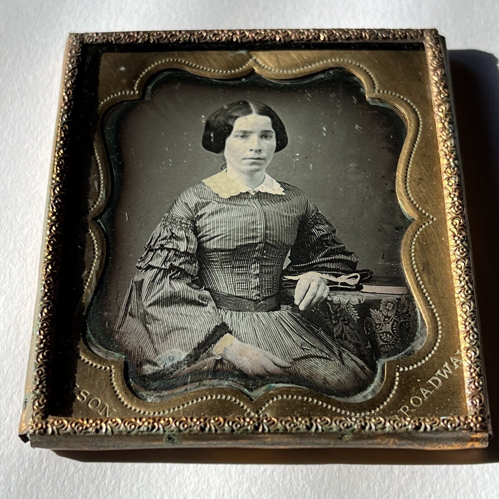 Antique 1/6th Plate Daguerreotype Photograph Beautiful Young Woman Broadway NY