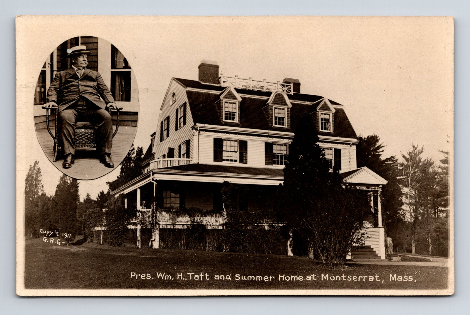 1911 RPPC Parramatta President Wm H Taft Summer Home Montserrat MA GRG Postcard