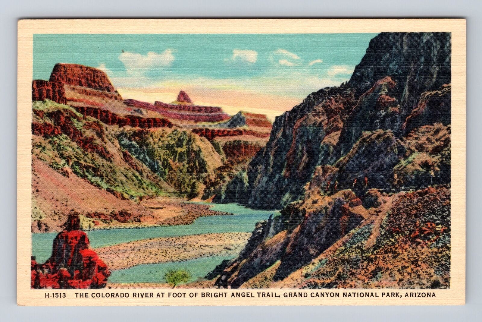 AZ- Arizona, Colorado River At Bright Angel Trail, Antique, Vintage Postcard