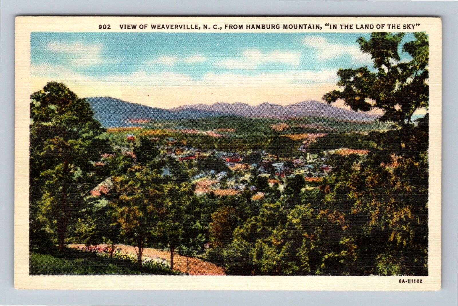 Weaverville NC-North Carolina, Scenic View From Hamburg Mountain, Linen Postcard