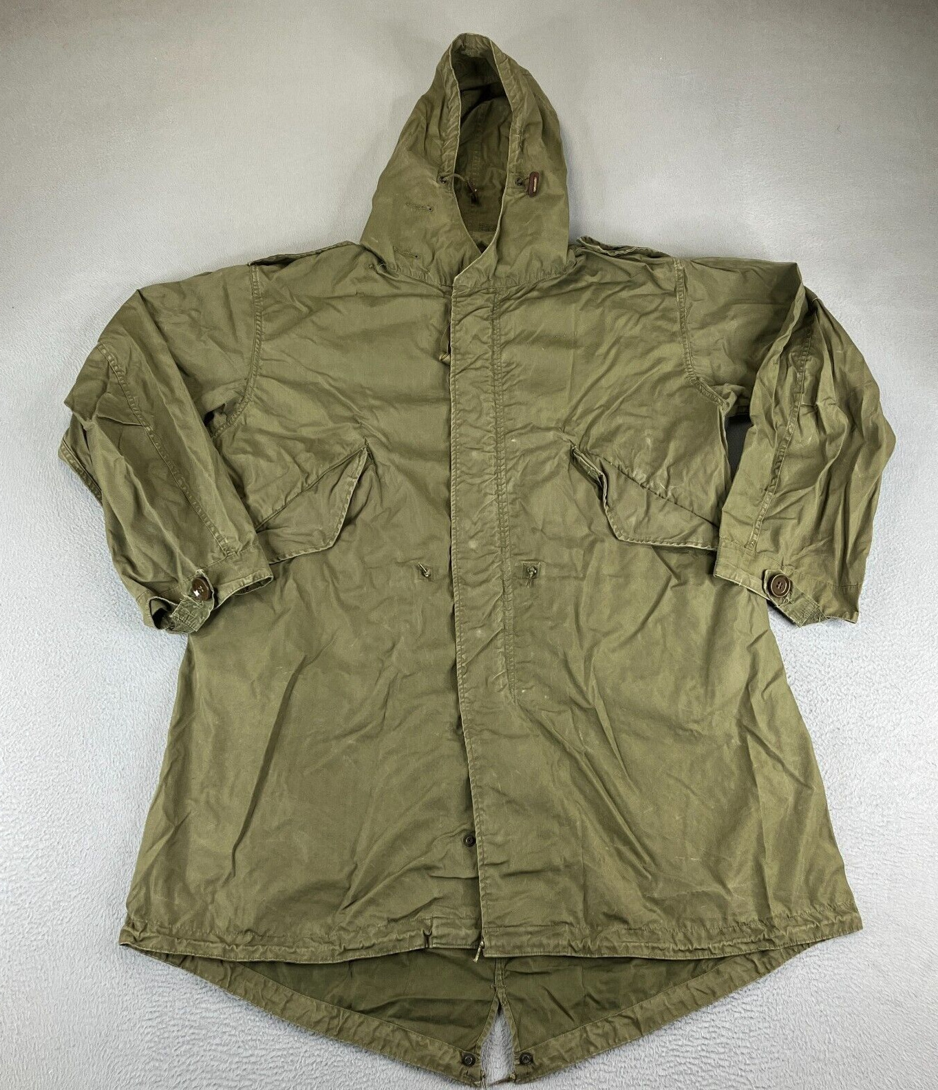 Vintage Military Jacket Small Green Parka Shell M-1951 Nylon Oxford OG Shade 107