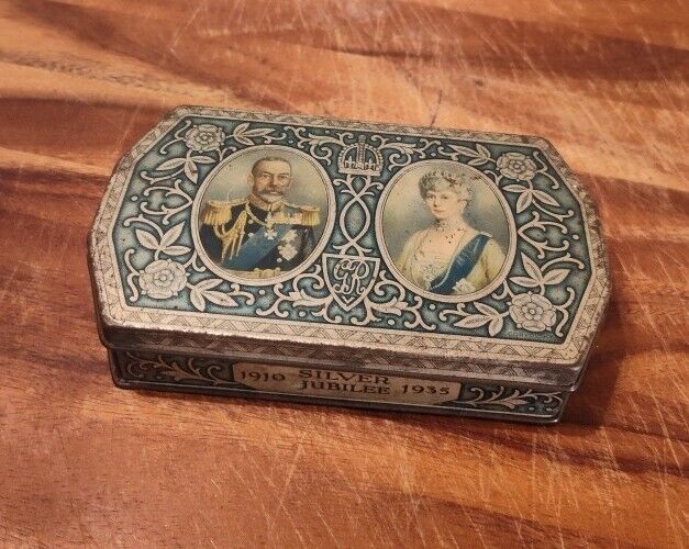 Rare - King George V And Queen Mary Silver Jubilee Lithograph Toffee Tin -C1930s