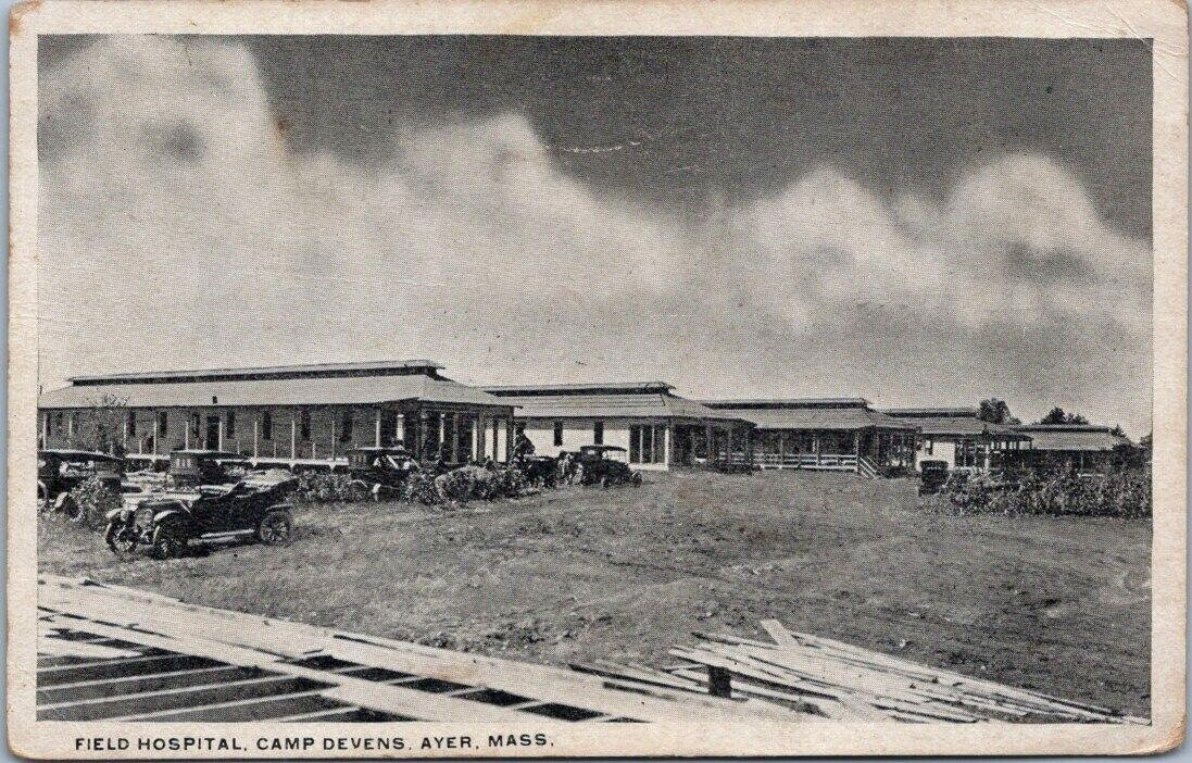 Field Hospital Camp Devens Ayer Mass. Black & White WW 1 Era Vintage Cars
