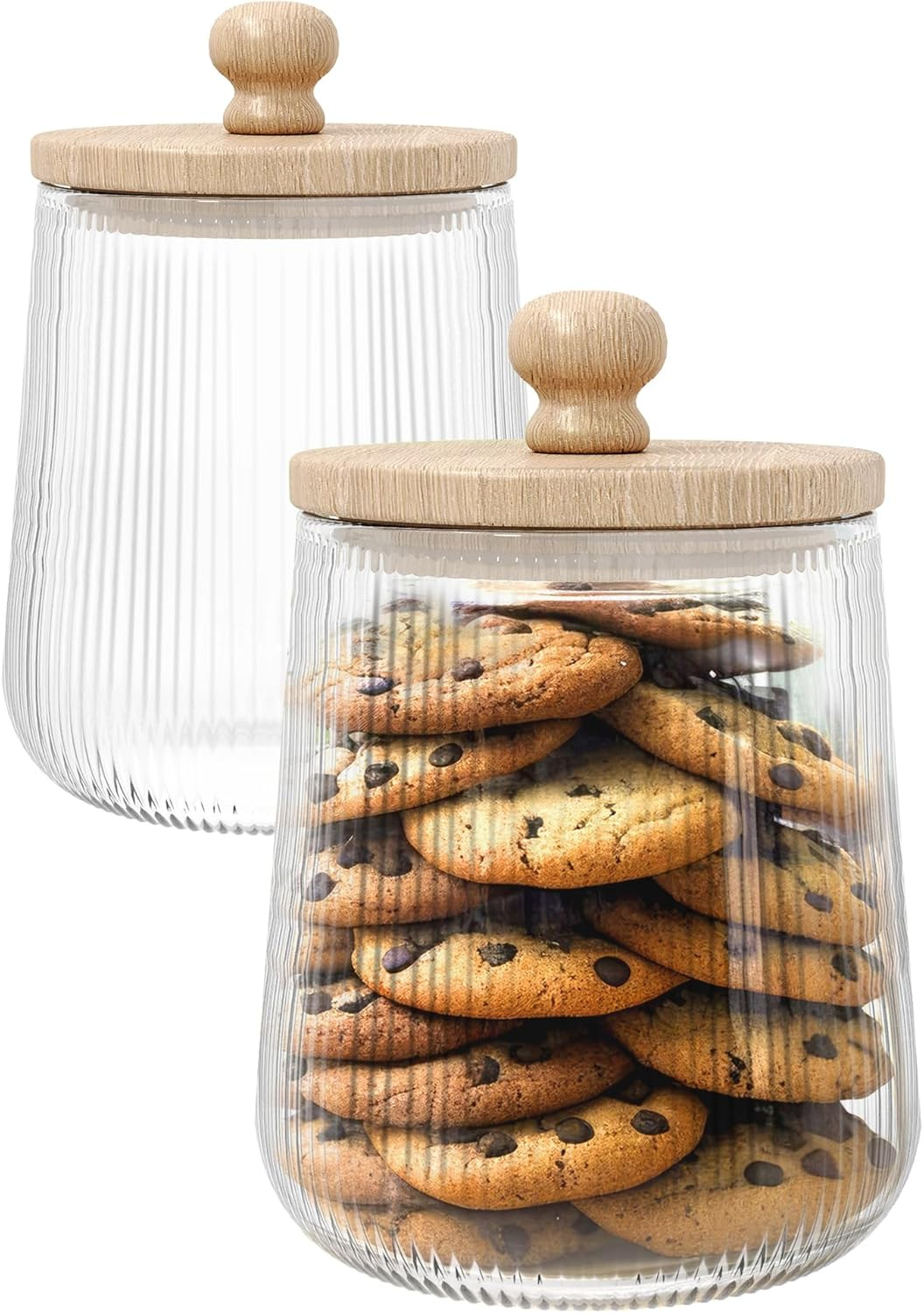 2-Pack Glass Cookie Jar-Cookie Jar Glass Cookie Jars with Lids Decorative Glass 