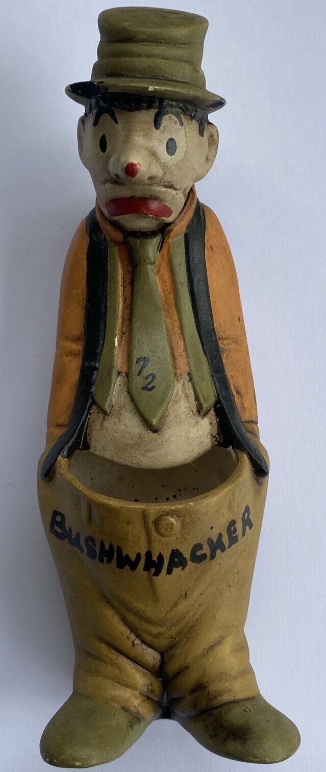 Vintage Sad Hobo Clown Cactus Planter ‘72 Ceramic 'BUSHWACKER” Unusual