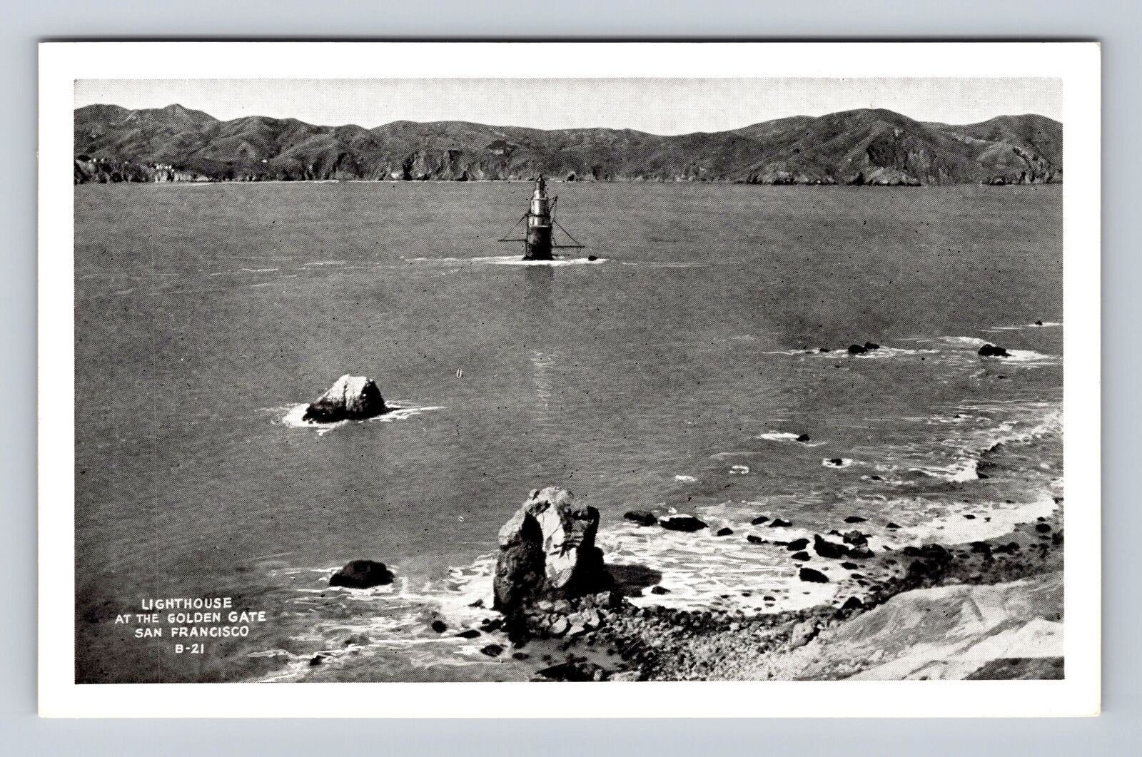 San Francisco CA-California, Lighthouse at Golden Gate, Antique Vintage Postcard