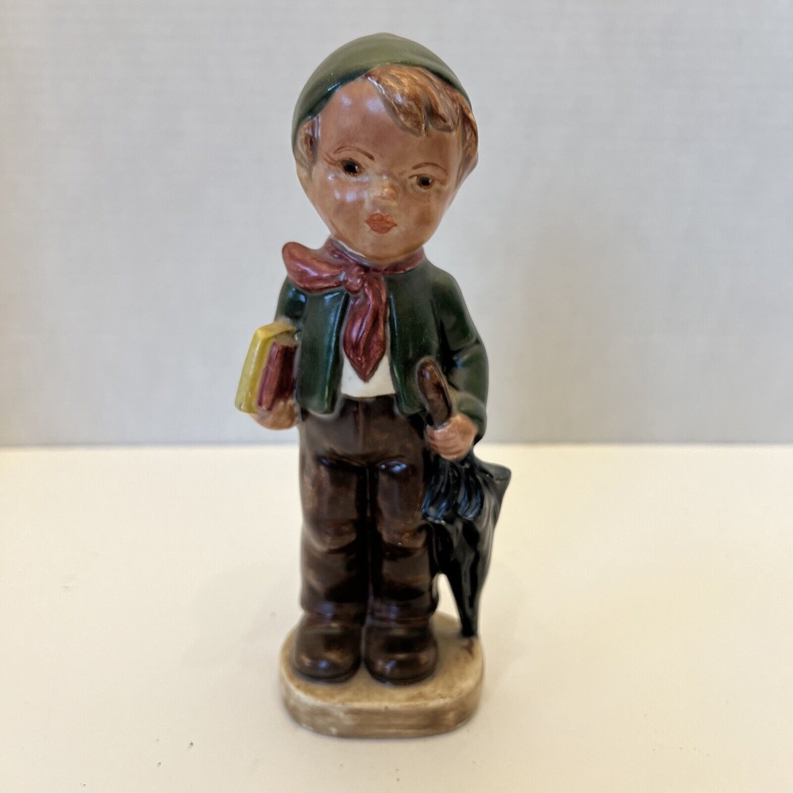 Vintage Humble Bj Figurine Boy With Umbrella Hand Painted