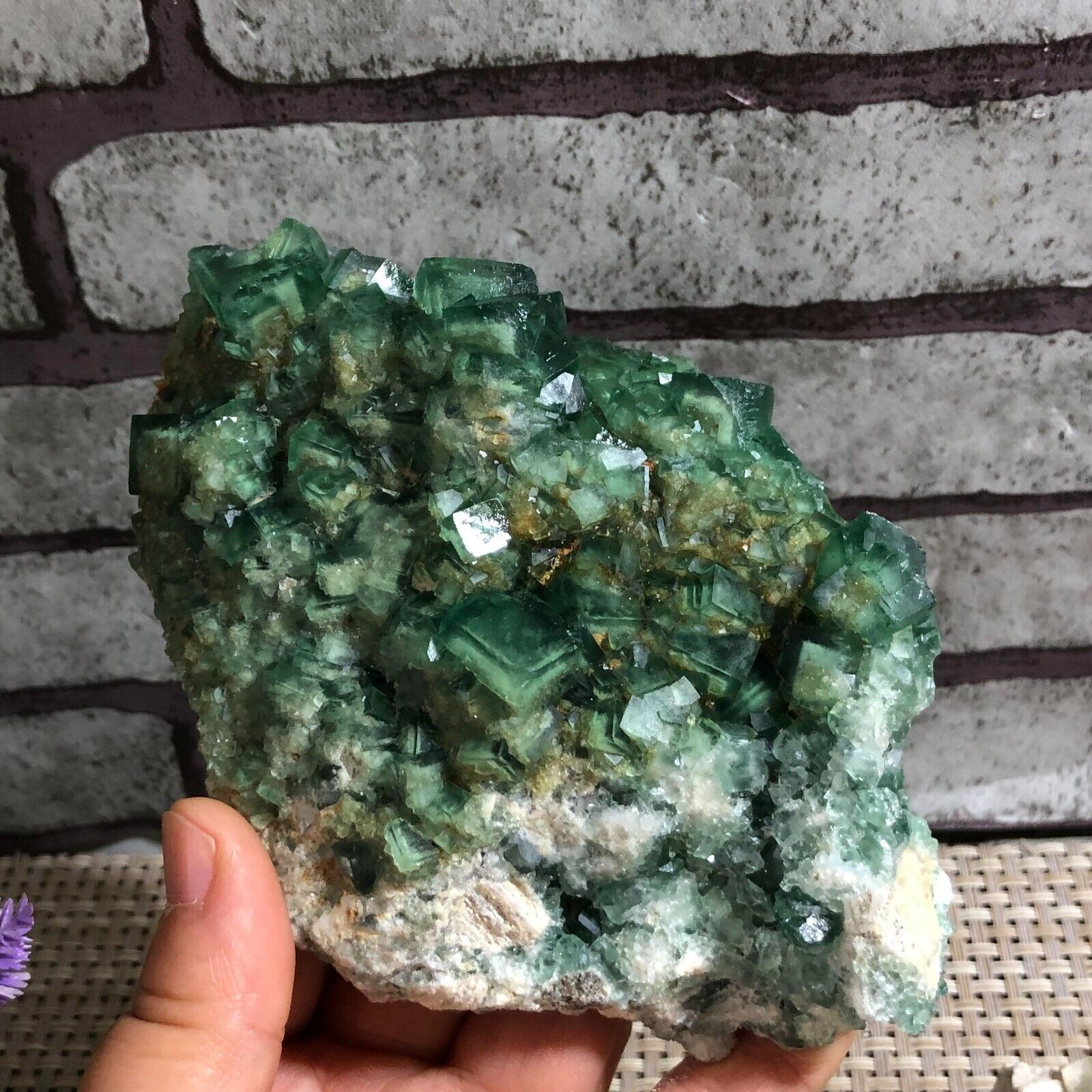 NATURAL Green Cubic FLUORITE Crystal Cluster Mineral Specimen 518g d157