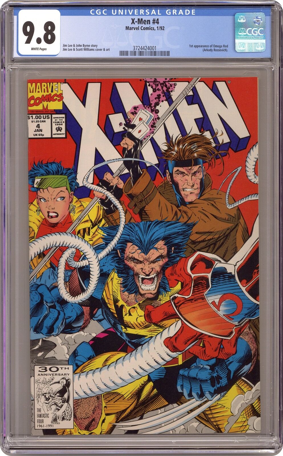 X-Men #4D CGC 9.8 1992 3724424001 1st app. Omega Red