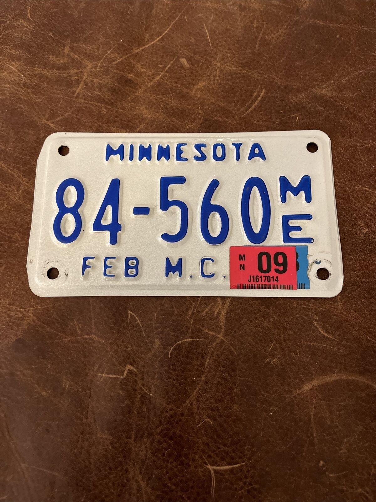 2009 Minnesota Motorcycle License Plate.  🏍️ Excellent Cond # 84 560 Stickered