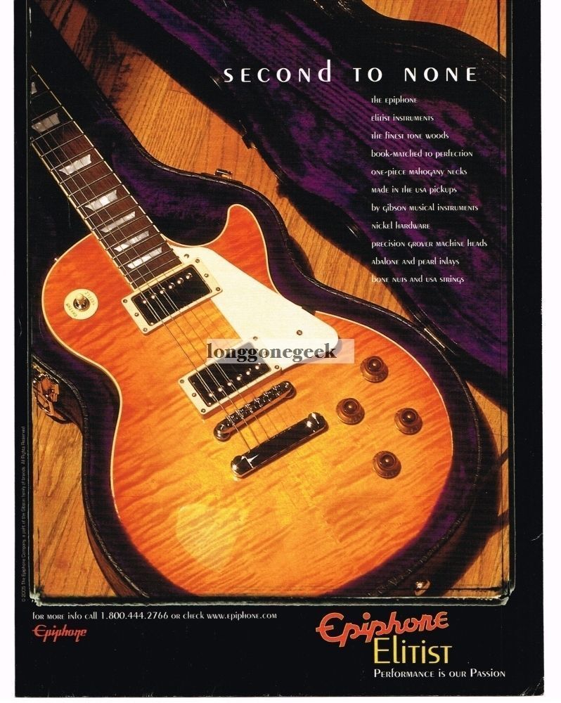 2005 EPIPHONE Elitist Electric Guitar Vintage Ad 