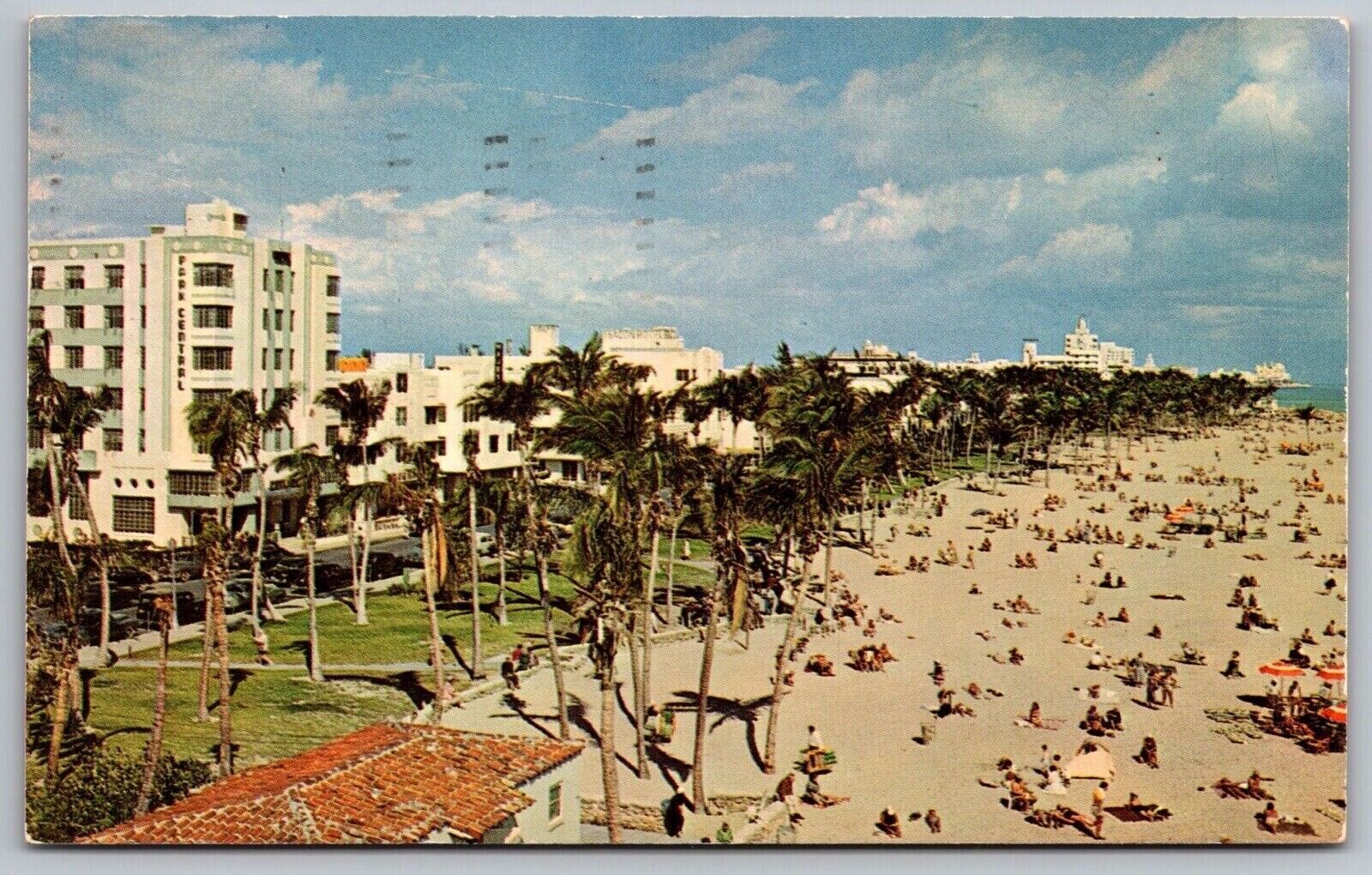 Miami Florida Lummus Park & Beach Scenic Coastline Chrome Cancel WOB Postcard