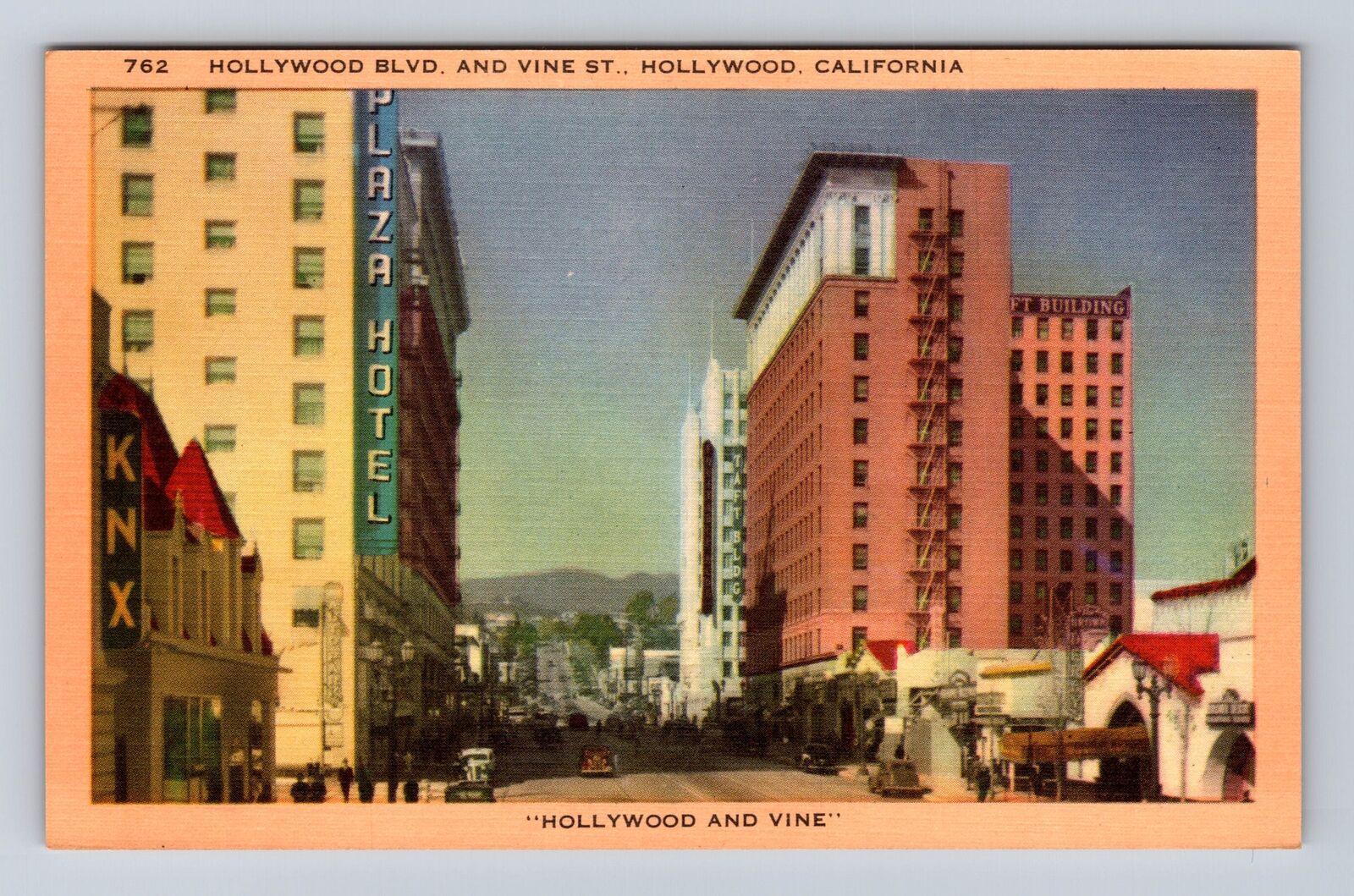 Hollywood CA-California Hollywood Blvd, Plaza Hotel Advertising Vintage Postcard