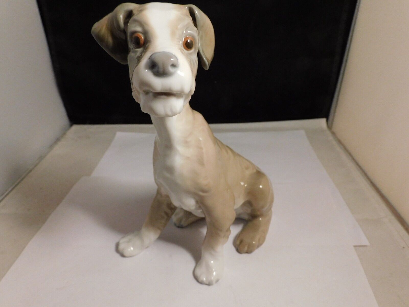 Rare Lladro Sitting Dog Large 7.5\'\' Wire Fox Terrier  #4583 Retired 1981 Nice