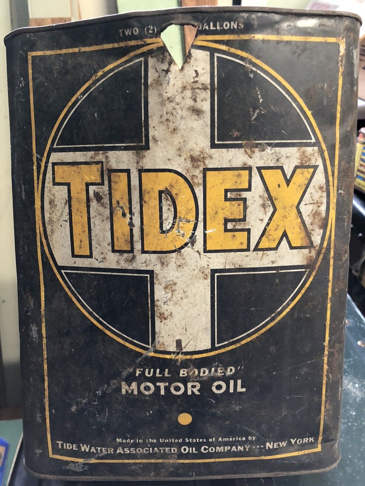 Vintage Tidex Motor Oil 2 Gallon Can - Pics Estate Find Great Display Piece