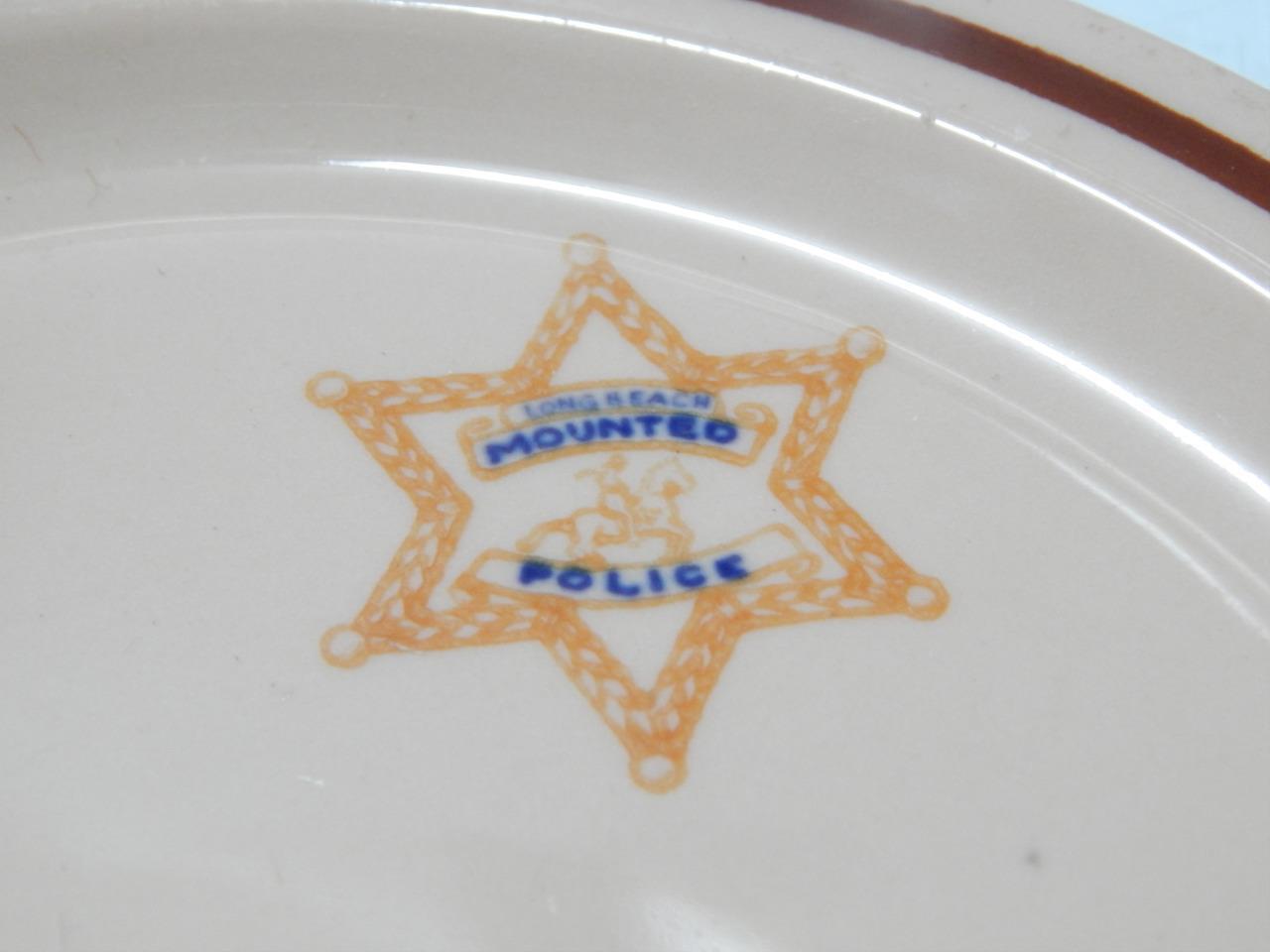 VINTAGE LONG BEACH MOUNTED POLICE RESTAURANT CAFE WARE LOGO BREAD PLATE