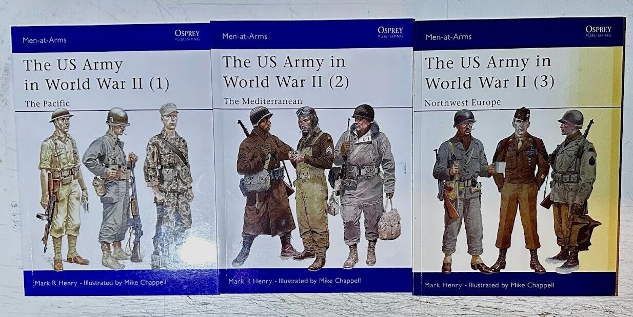 Lot of 3 Osprey Men at Arms series US Army in WW II Volume 1, 2, 3.