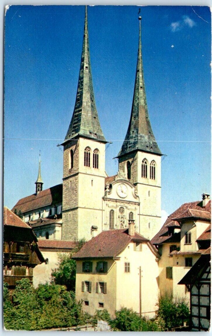 Postcard - Luzern and Collegiate Church - Lucerne, Switzerland