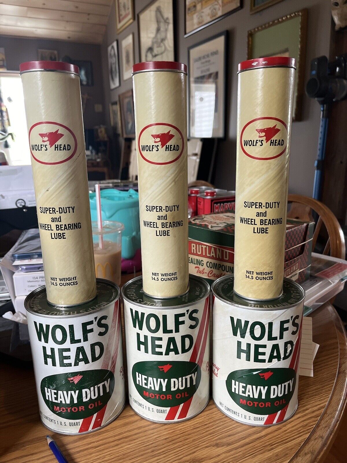 Wolf’s Head Oil Can Lot All Full… 6 Total