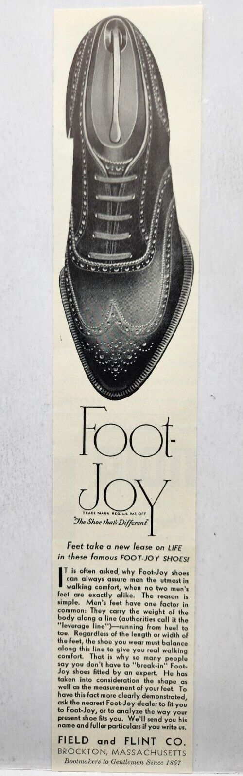 1937 Footjoy Shoes Field & Flint Vintage Print Ad Poster Man Cave Art Deco 30\'s