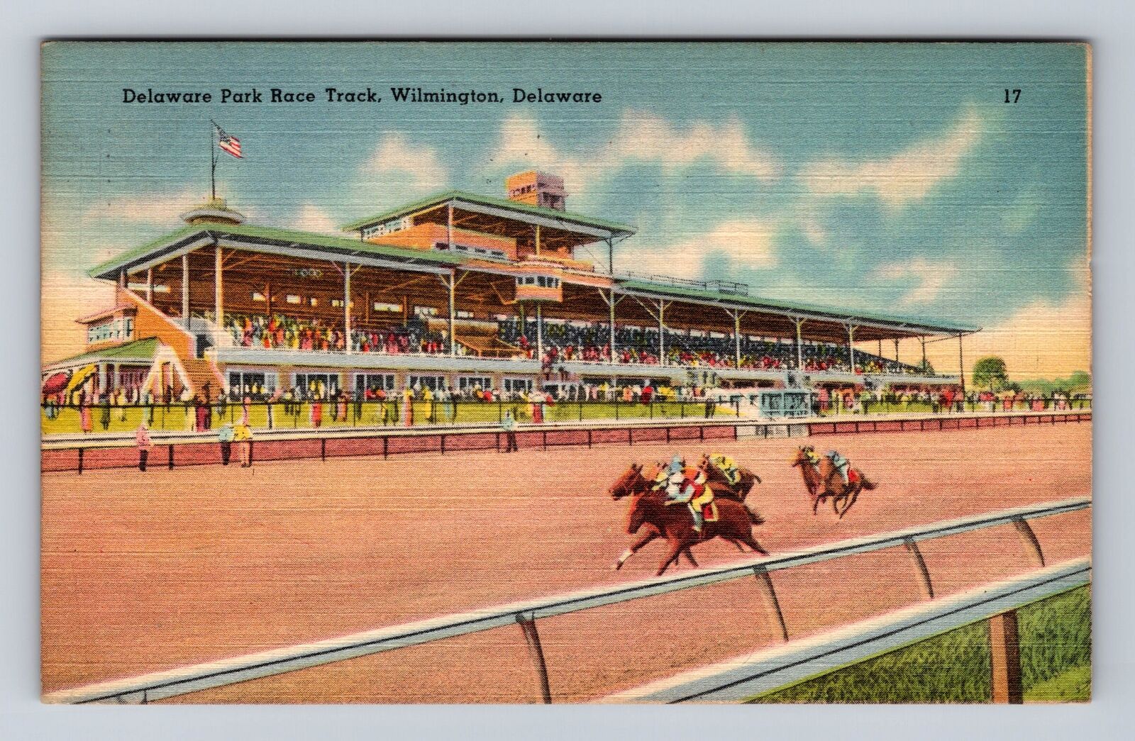 Wilmington DE-Delaware, Delaware Park Race Track, Vintage c1946 Postcard