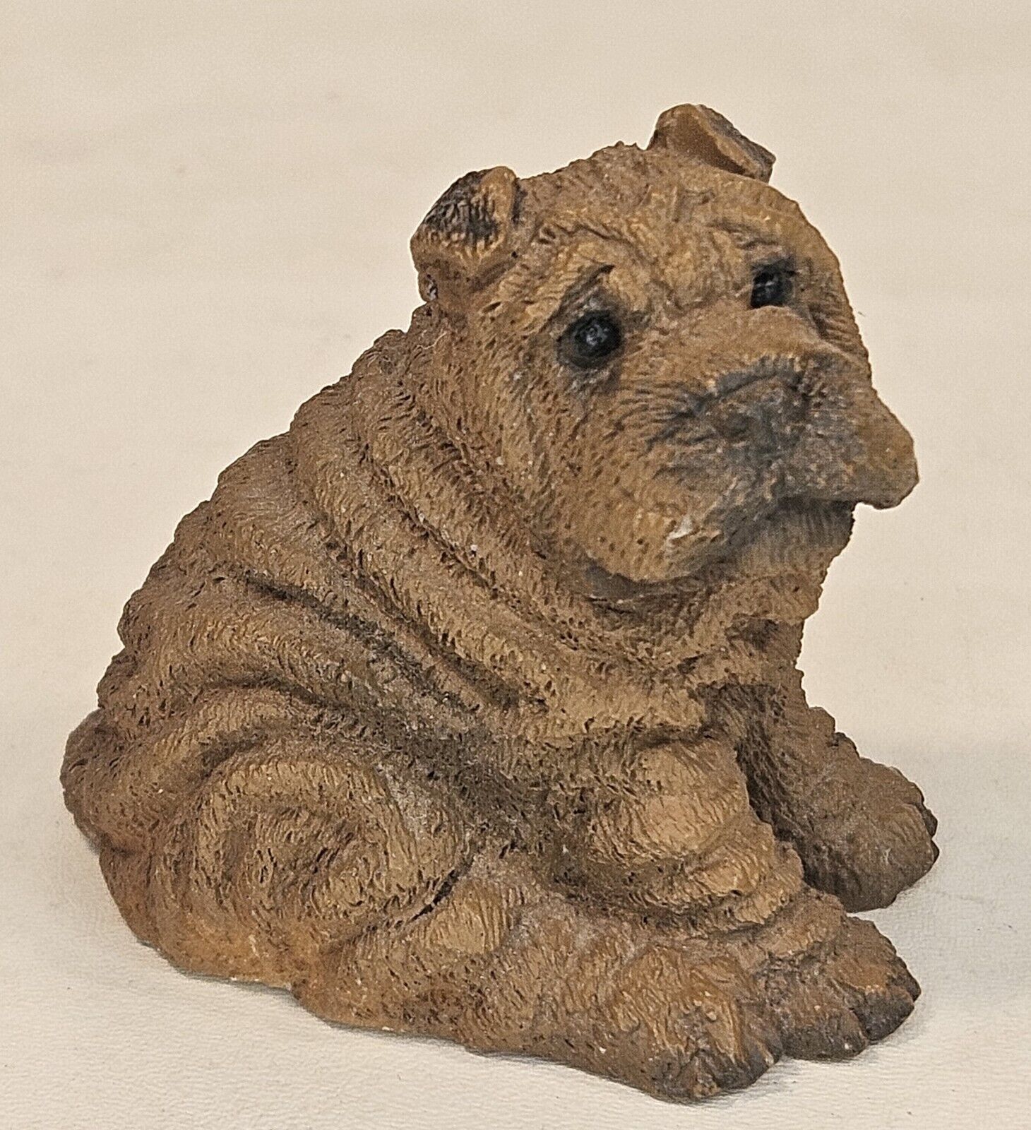 Shar pei Dog Resin Figurine Brown 