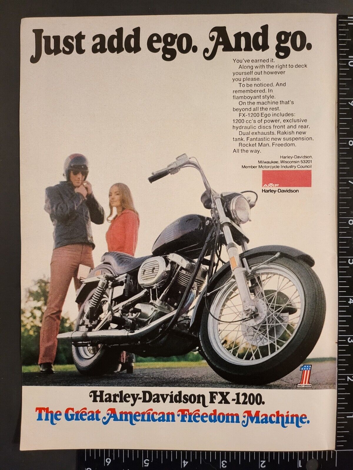 1967 Harley-Davidson FX-1200 Original Vintage Full Page Color Ad